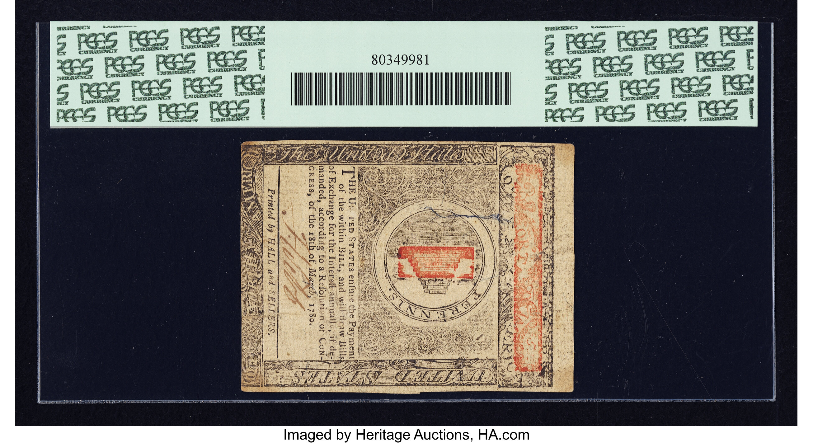 image for: Virginia May 1, 1780 $5 PCGS Extremely Fine 40....