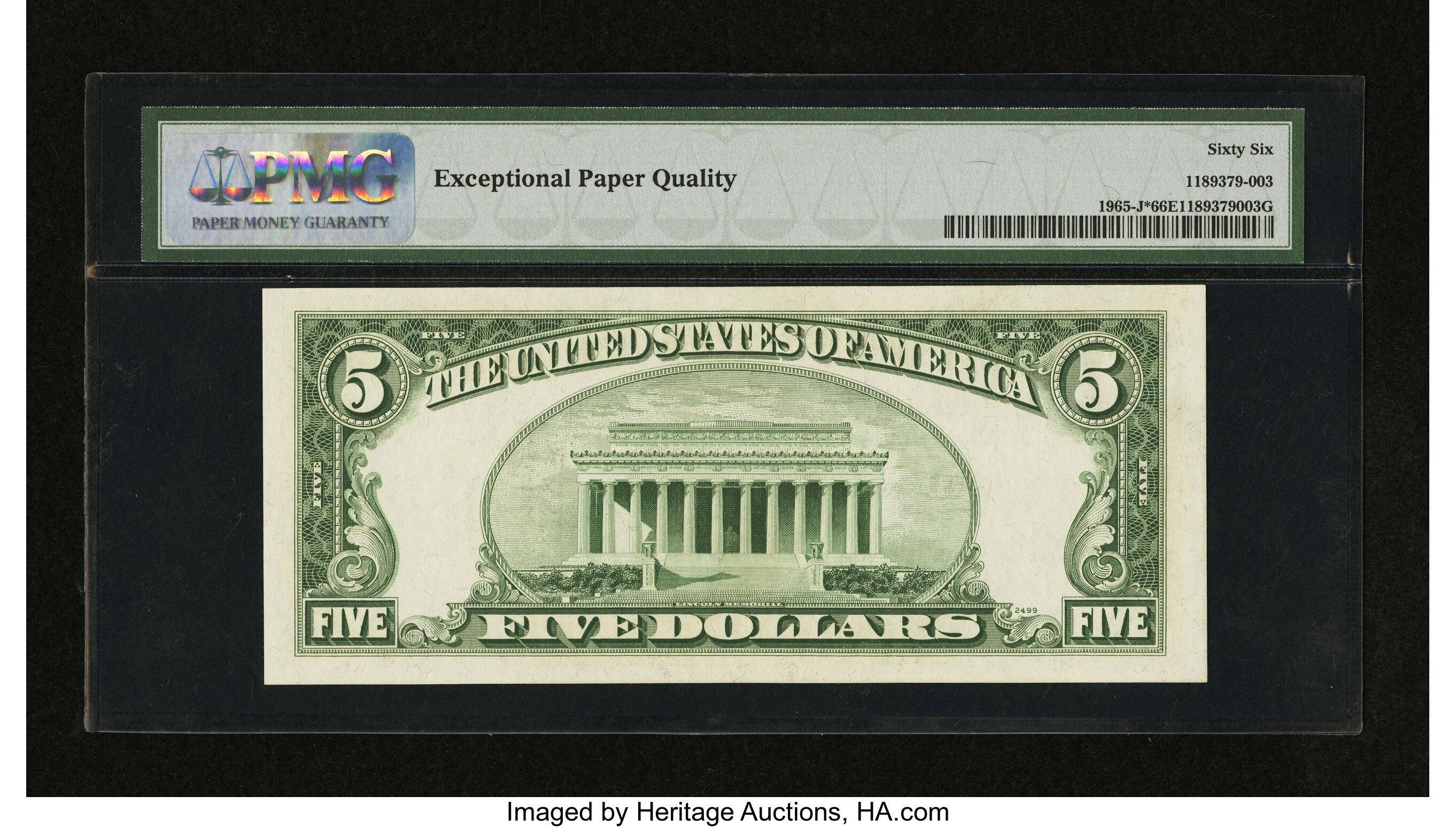 image for: Fr. 1965-J* $5 1950D Federal Reserve Note. PMG Gem Uncirculated 66 EPQ....