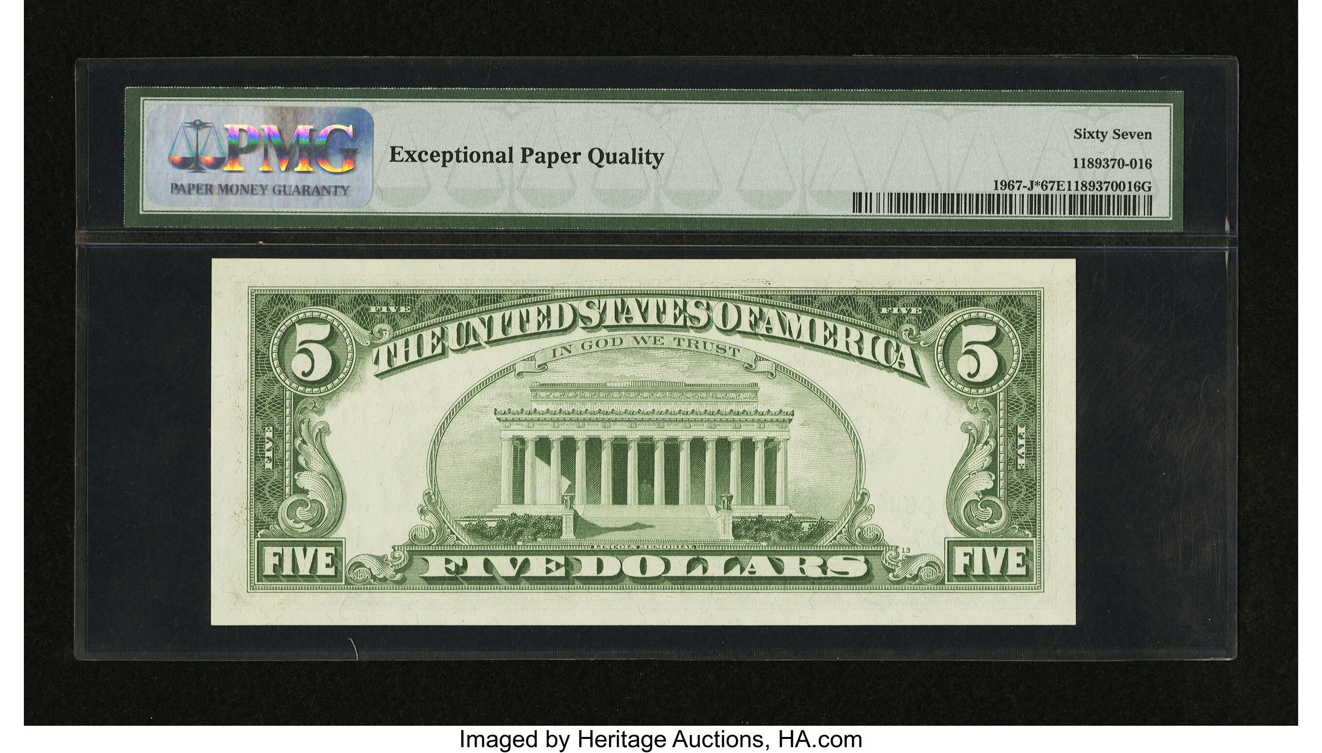 image for: Fr. 1967-J* $5 1963 Federal Reserve Note. PMG Superb Gem Unc 67 EPQ....