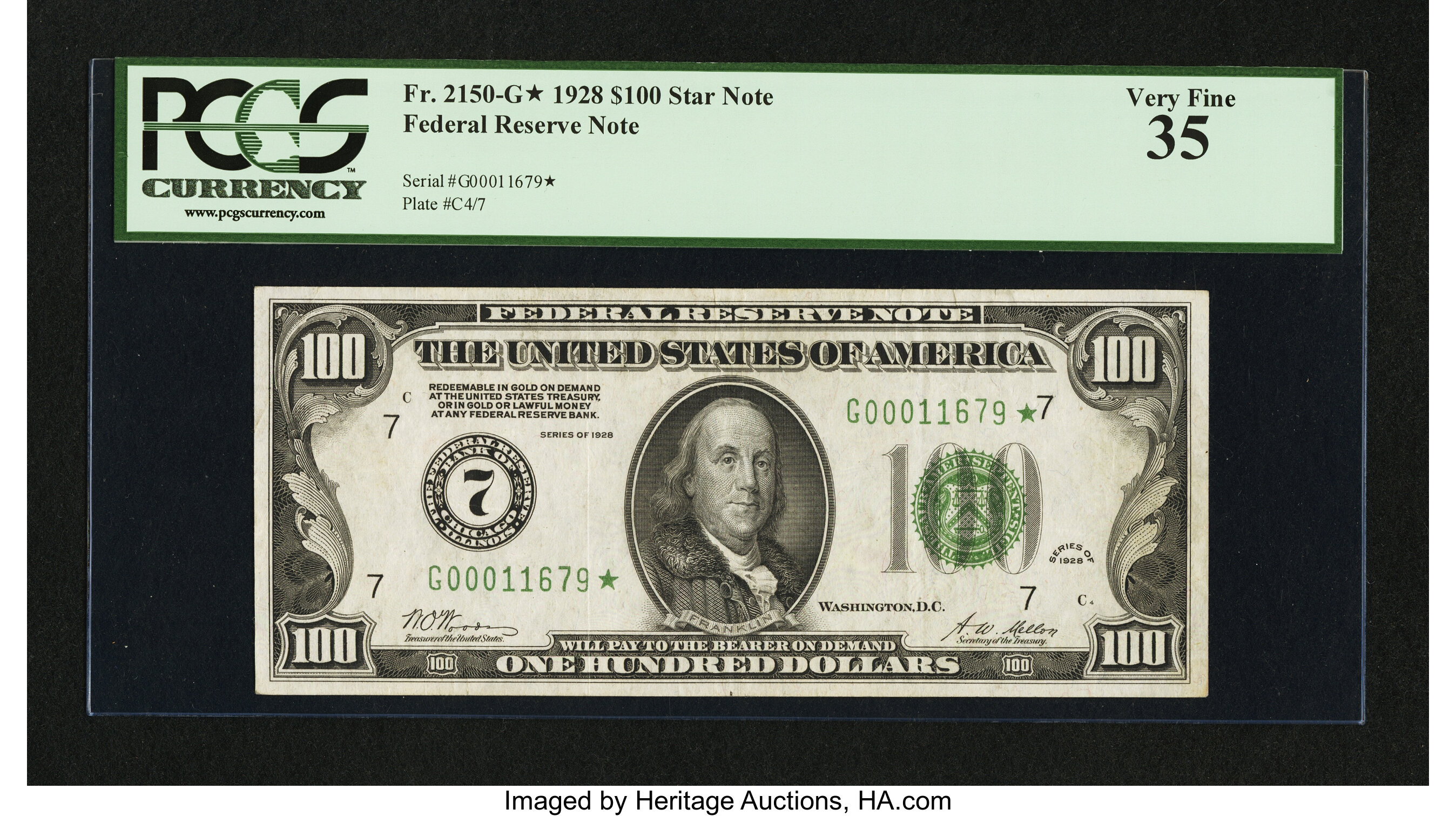 image for: Fr. 2150-G* $100 1928 Federal Reserve Note. PCGS Very Fine 35....
