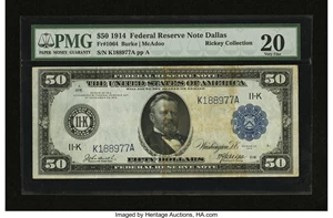 image for: Fr. 1064 $50 1914 Federal Reserve Note PMG Very Fine 20....