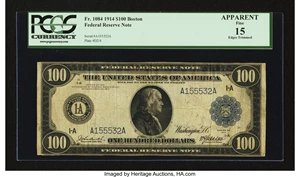 image for: Fr. 1084 $100 1914 Federal Reserve Note PCGS Apparent Fine 15....