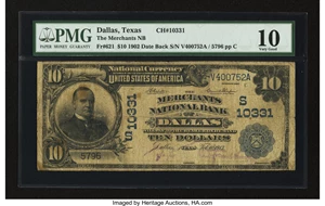 image for: Dallas, TX - $10 1902 Date Back Fr. 621 The Merchants NB Ch. # (S)10331...