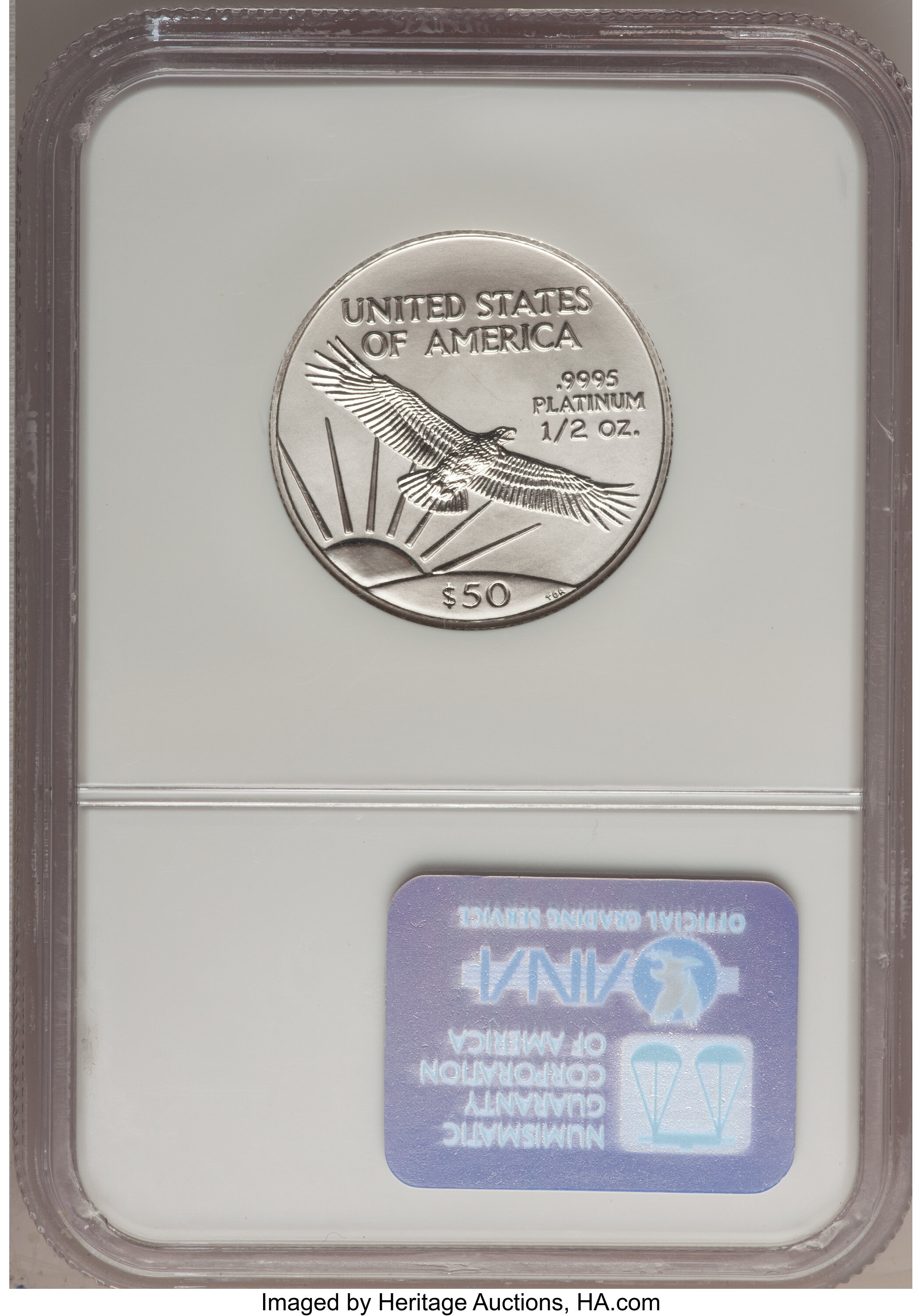 image for: 2000 P$50 Half-Ounce Platinum Eagle MS69 NGC. NGC Census: (1038/13). PCGS Population (950/0). Mintage: 18,892. Numismedia W...