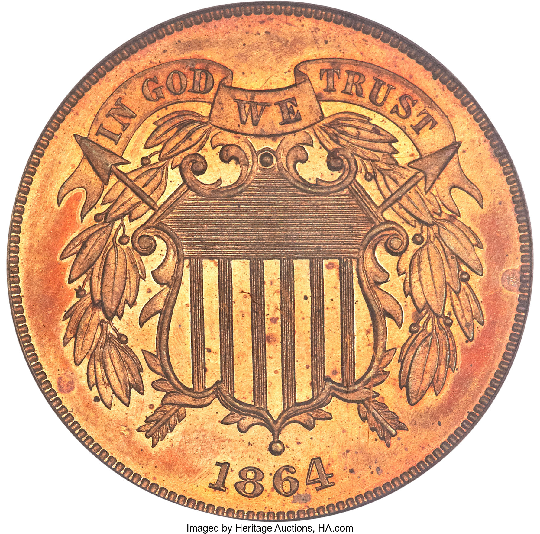 image for: 1864 2C Large Motto PR65 Red PCGS....