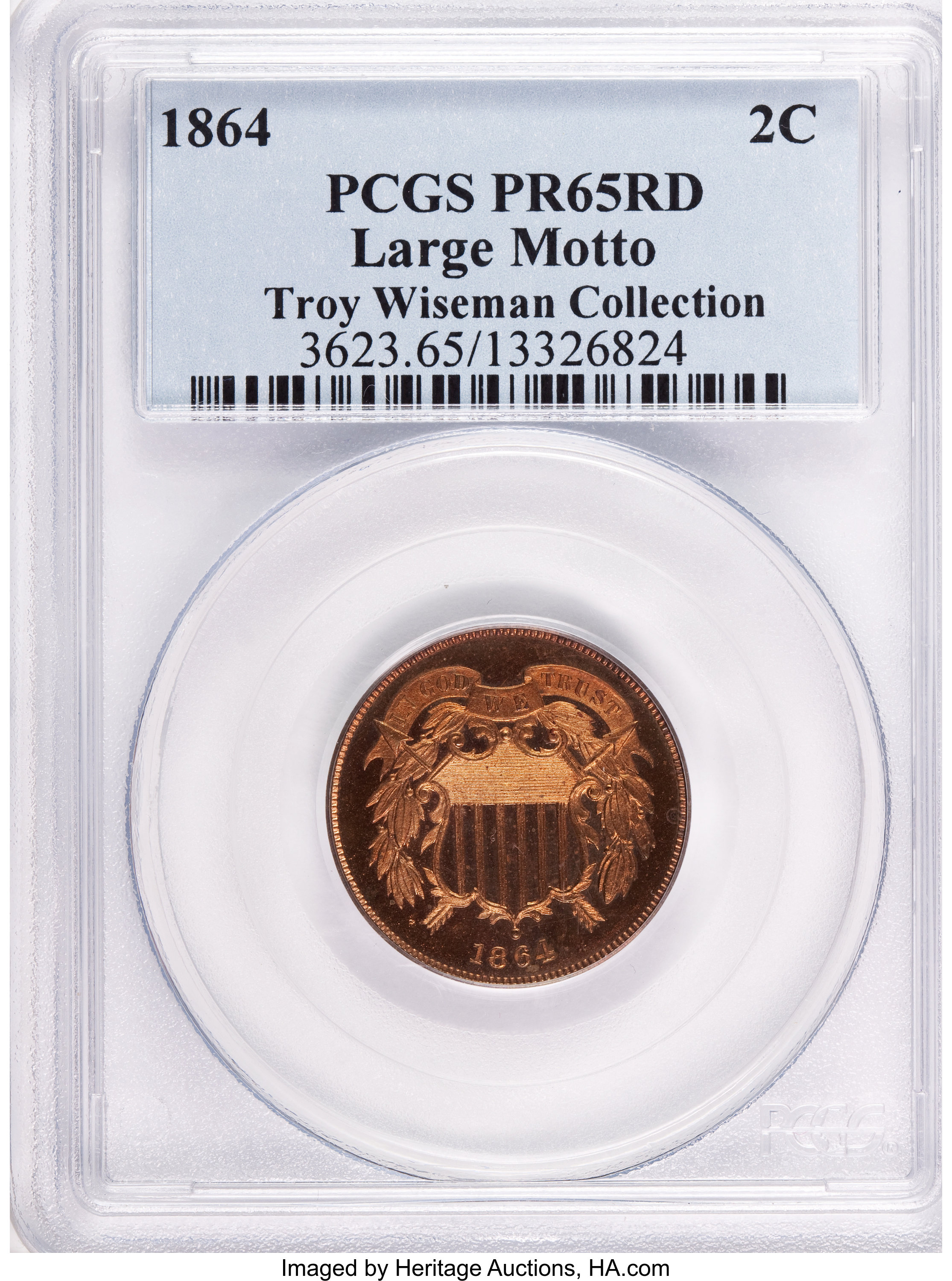 image for: 1864 2C Large Motto PR65 Red PCGS....