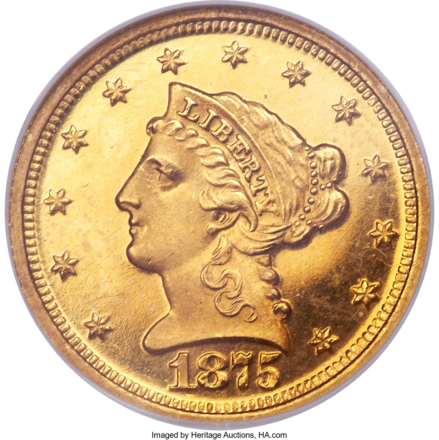 image for: 1875 $2 1/2 PR64 Cameo NGC. CAC....