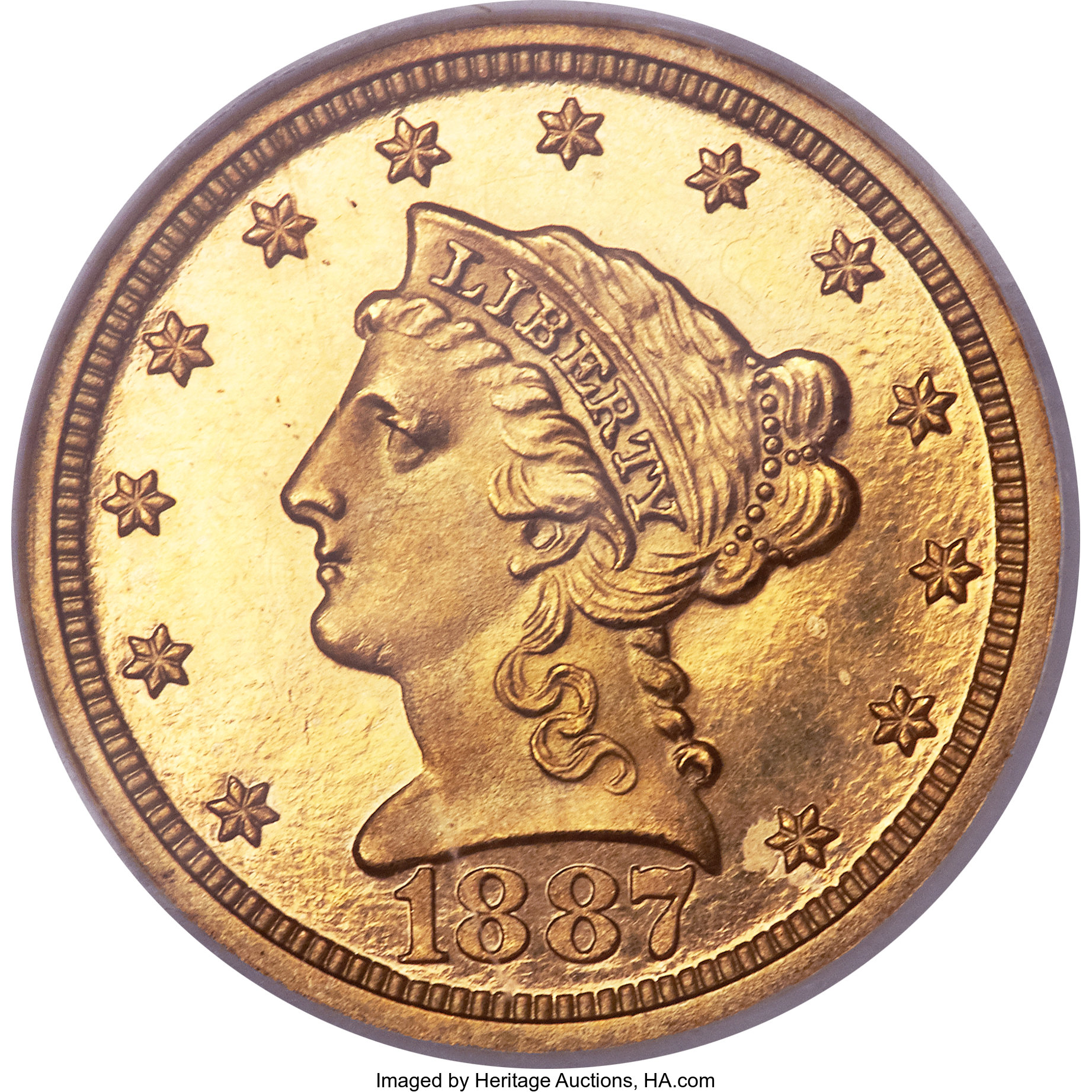 image for: 1887 $2 1/2 PR65 Cameo NGC. CAC....