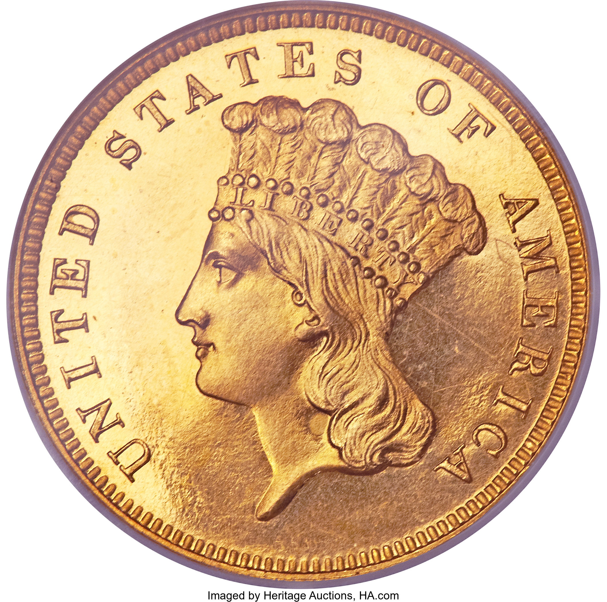 image for: 1858 $3 PR64 Cameo NGC. CAC....