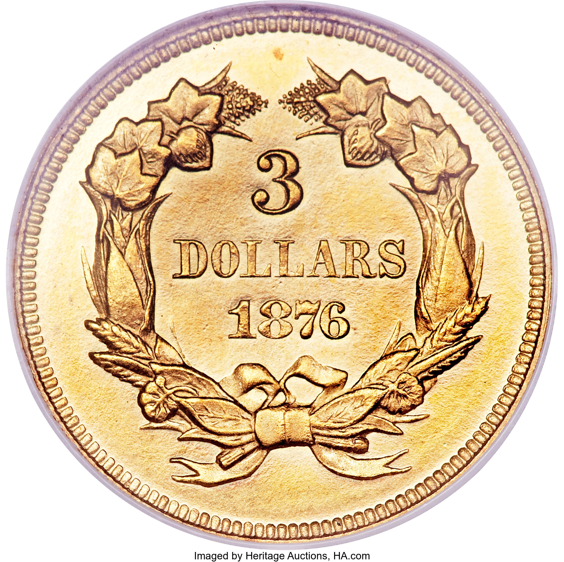 image for: 1876 $3 PR64 Cameo NGC. CAC....
