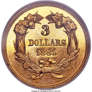image for: 1881 $3 PR64 Cameo NGC. CAC....