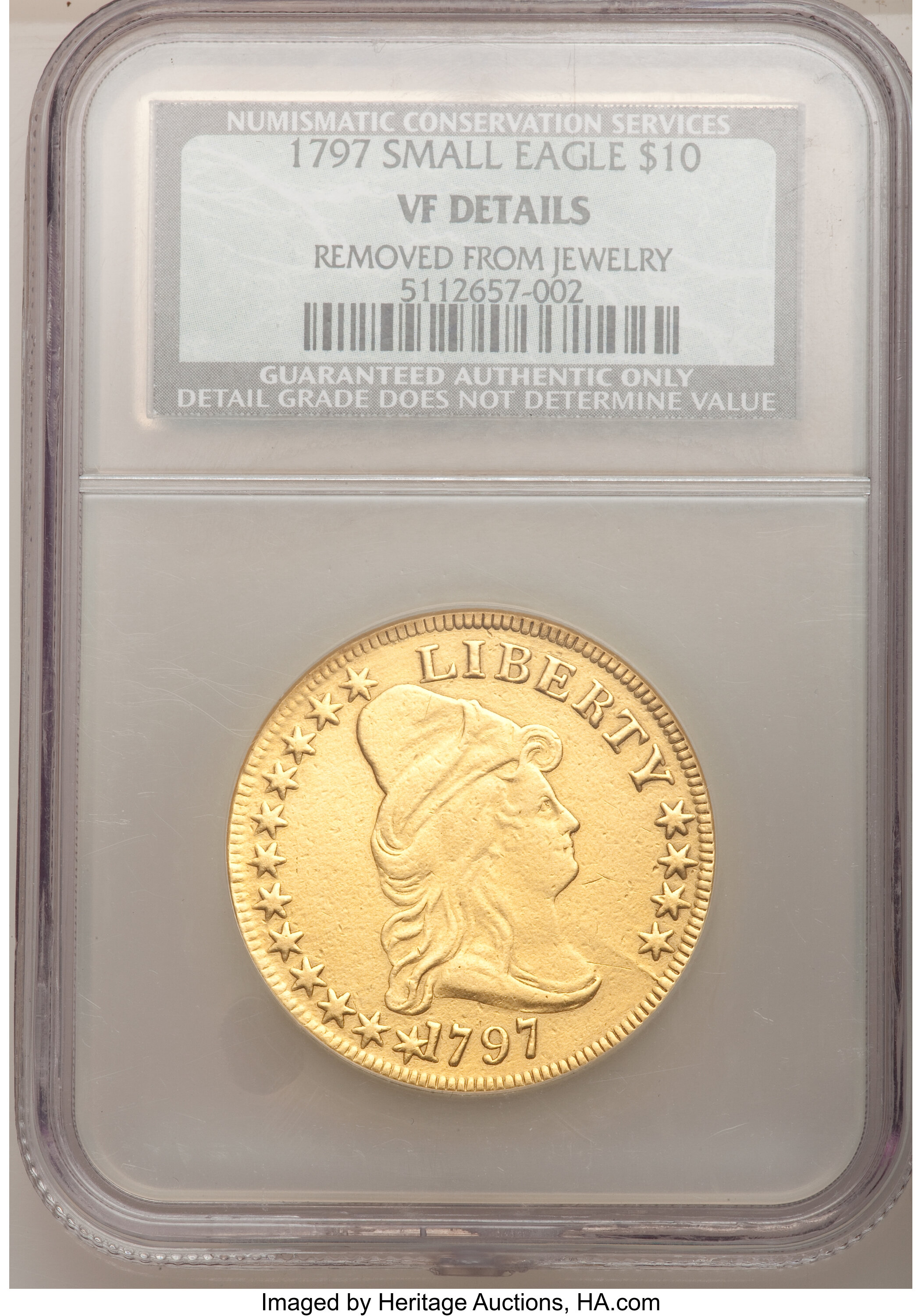 image for: 1797 $10 Small Eagle--Removed From Jewelry--NCS. VF Details. Breen-6833, Taraszka-7, BD-1, R.5. ...