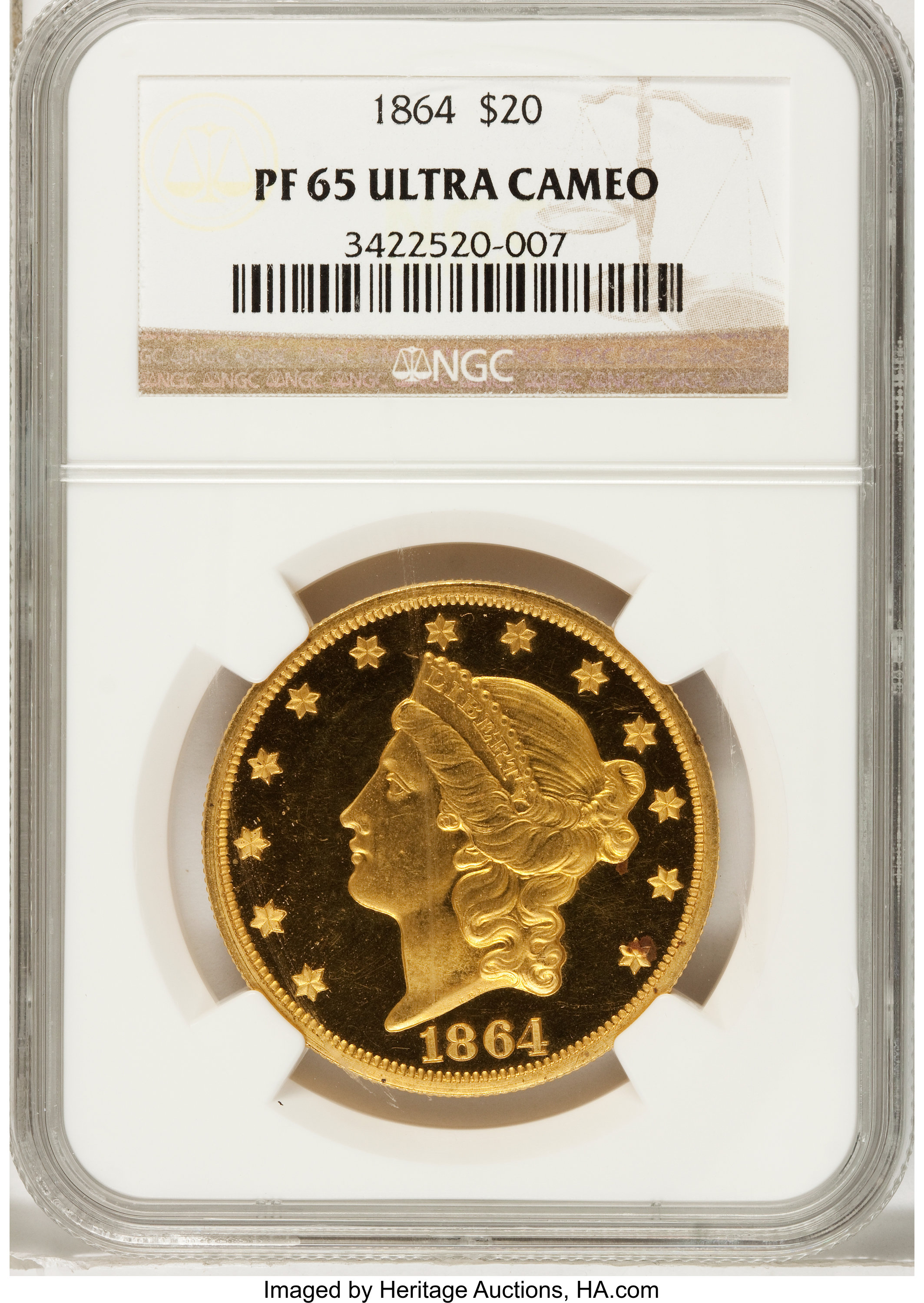 image for: 1864 $20 PR65 Ultra Cameo NGC....