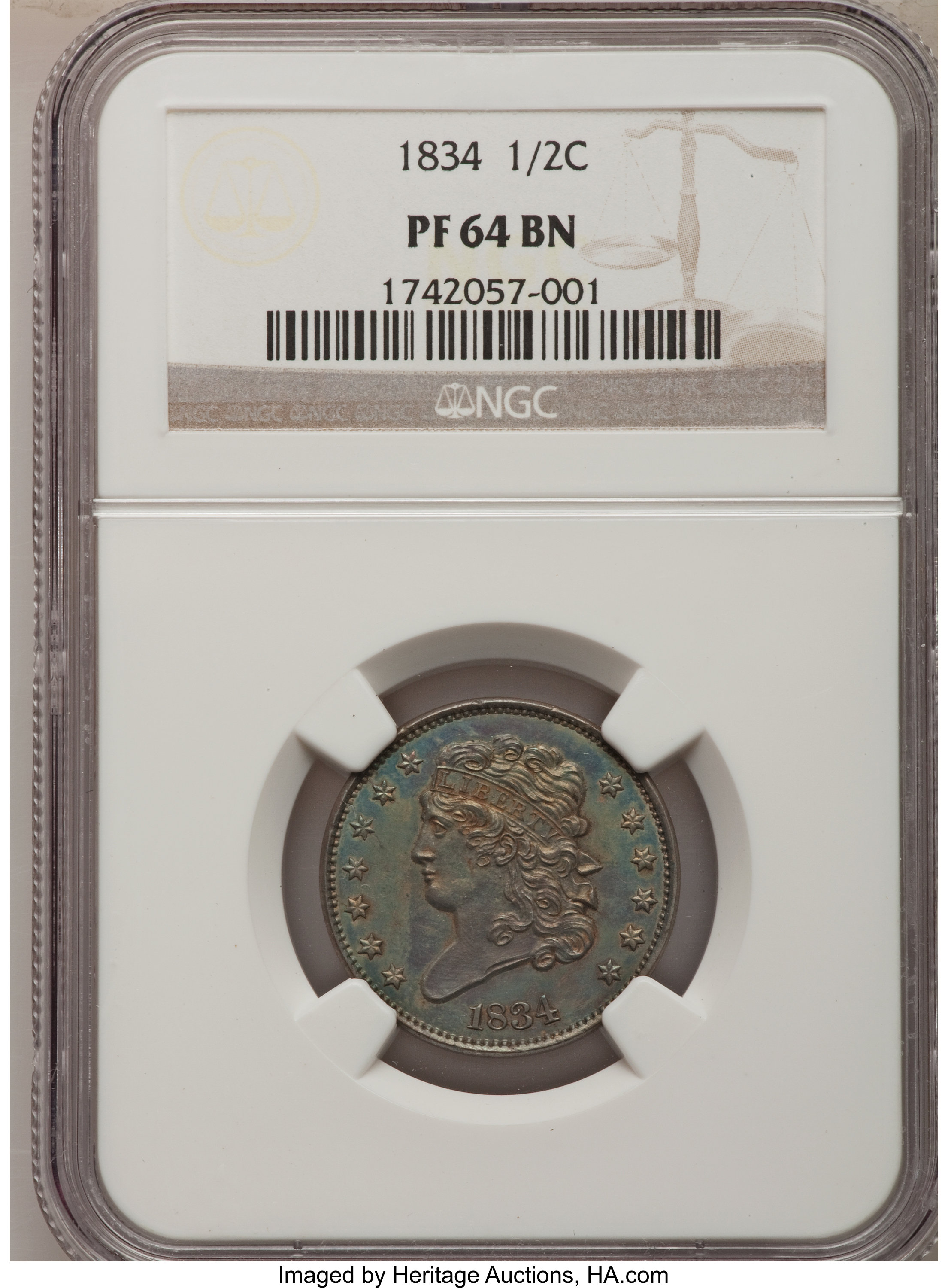 1834 1/2c PR BN PR62 BN CAC thumbnail 23