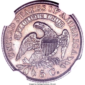 image for: 1834 Capped Bust Half Dime PR64 NGC. V-4, LM-4, R.6 as a Proof. ...
