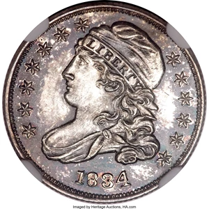 image for: 1834 Capped Bust Dime PR65 NGC. JR-5, R.7 as a Proof. ...