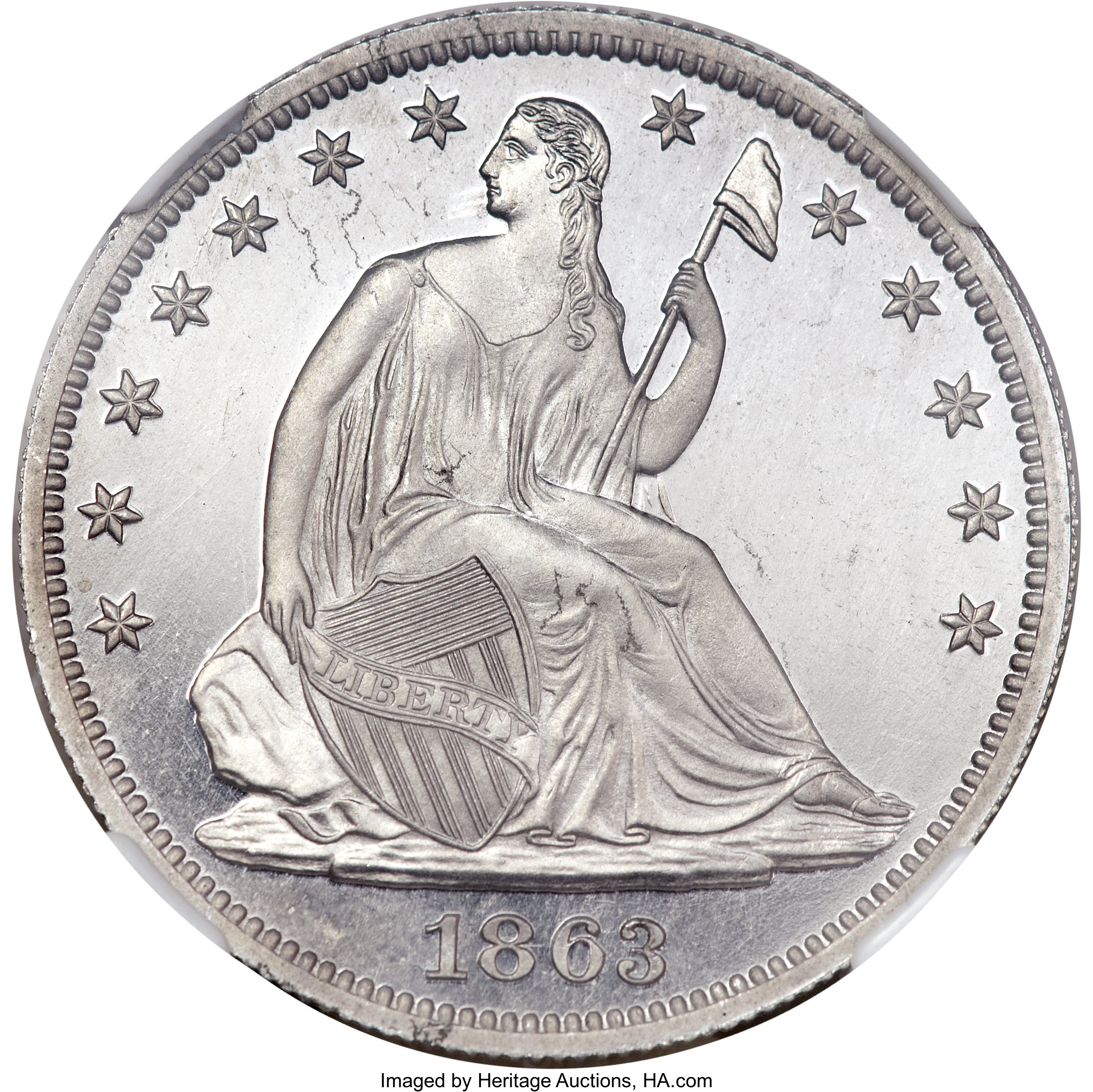 image for: 1863 50C Half Dollar, Judd-344, Pollock-416, High R.7, PR65+ NGC....