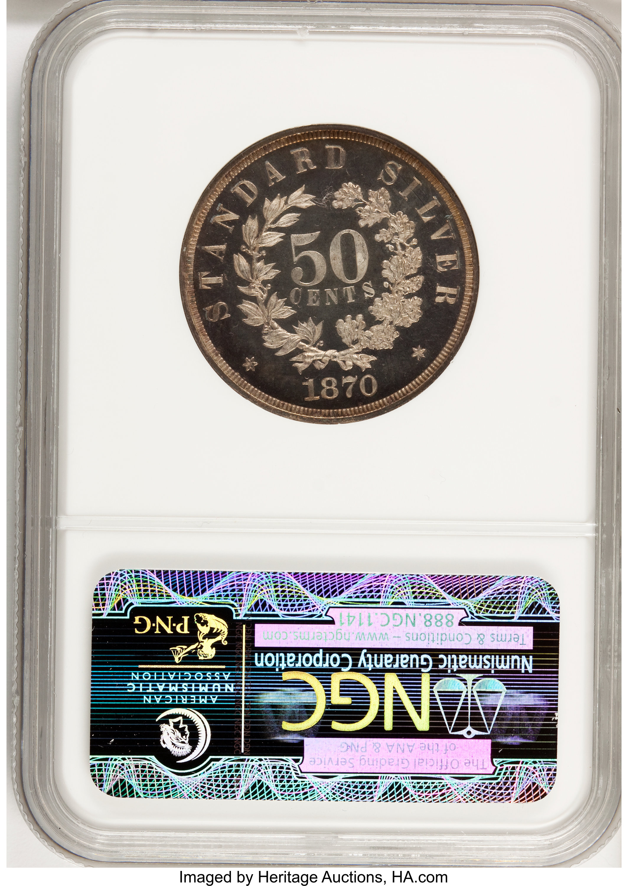 image for: 1870 50C Standard Silver Half Dollar, Judd-988, Pollock-1117, High R.7, PR66 Cameo NGC....