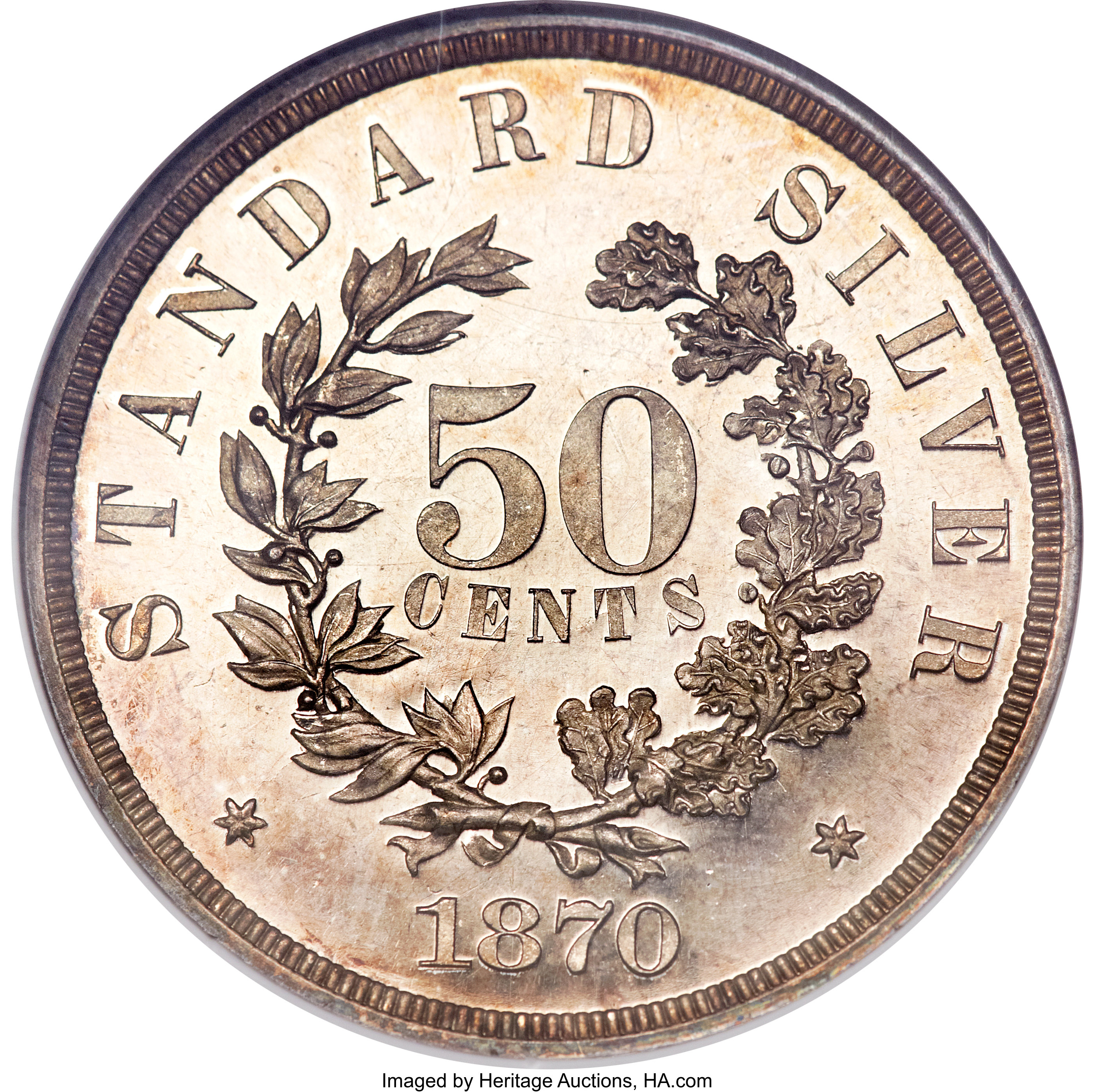 image for: 1870 50C Standard Silver Half Dollar, Judd-988, Pollock-1117, High R.7, PR66 Cameo NGC....