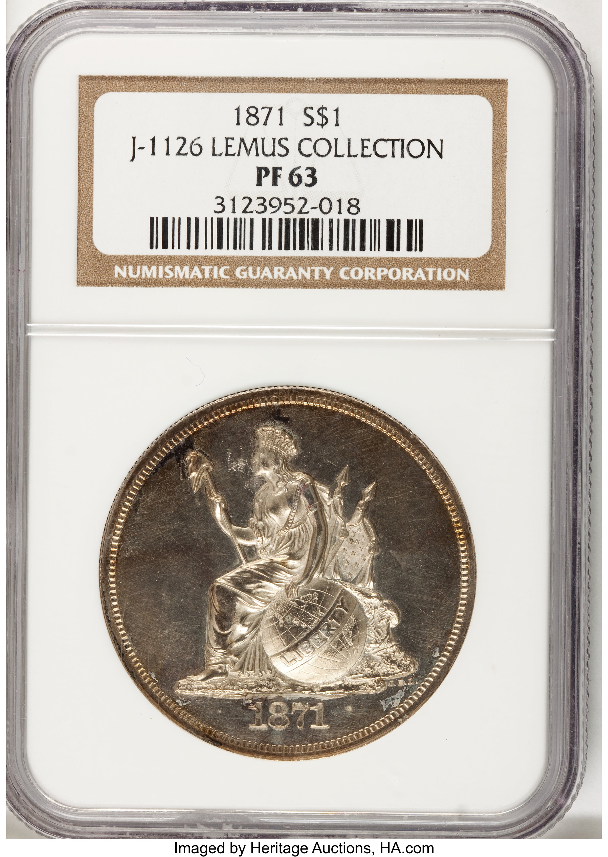 image for: 1871 $1 Dollar, Judd-1126, Pollock-1262, R.8, PR63 NGC....