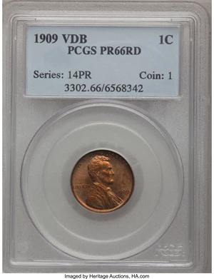 image for: 1909 1C VDB PR66 Red PCGS....