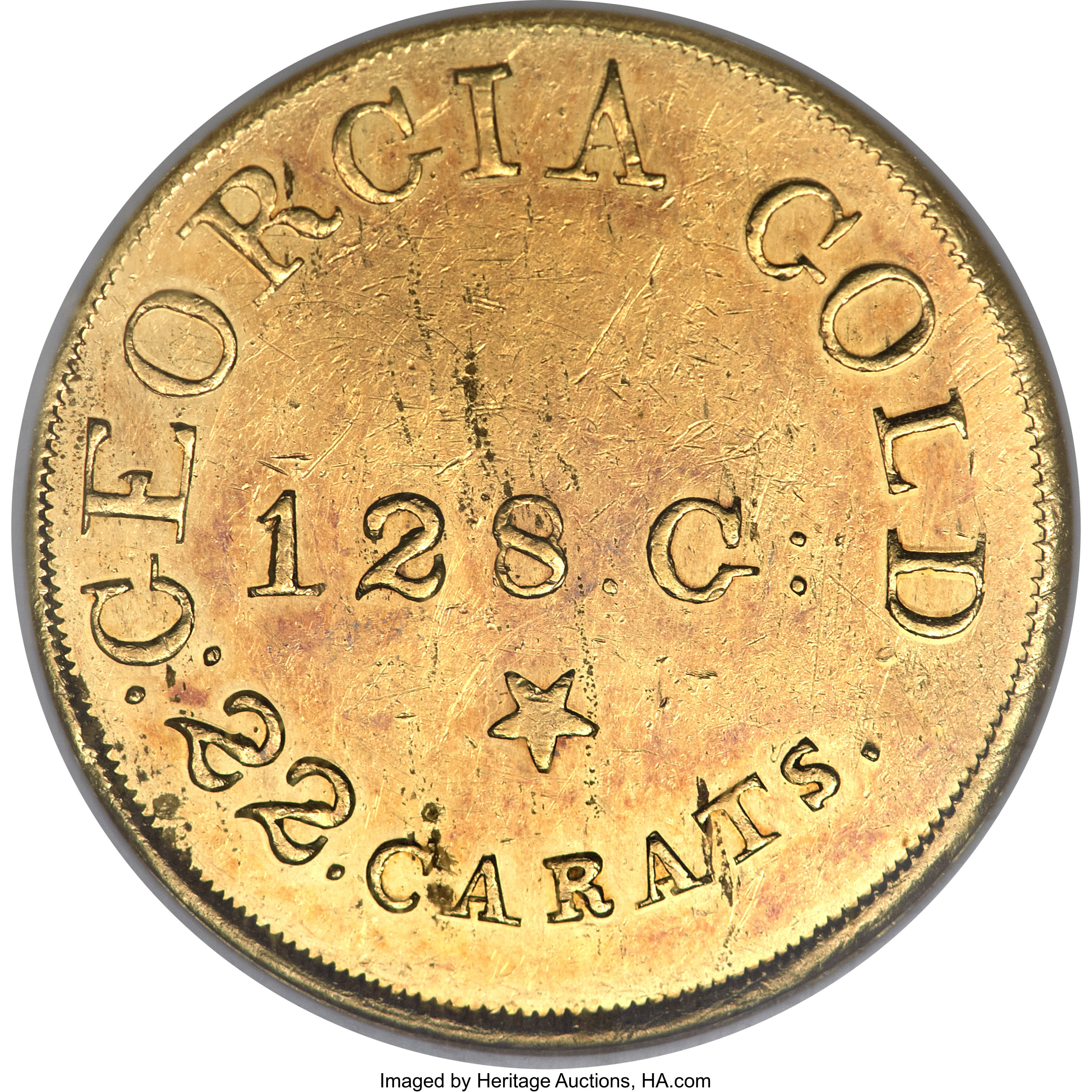 image for: (1837-42) $5 C. Bechtler Five Dollar, Colons Obverse MS61 NGC. K-21, High R.7....