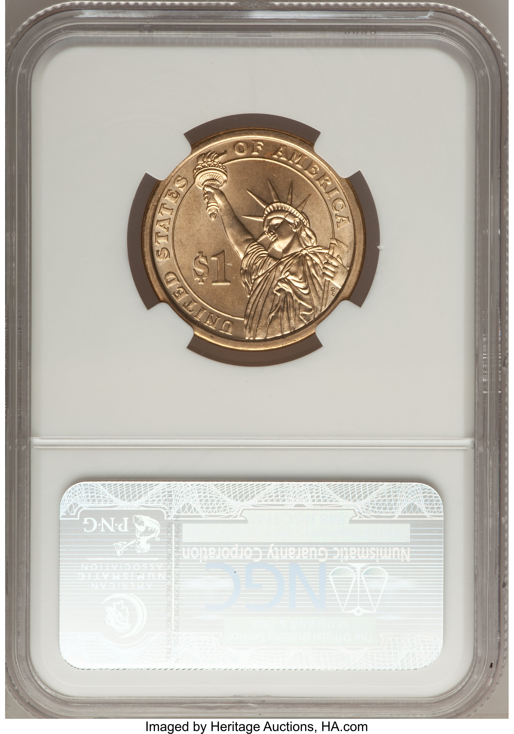 image for: (2008) $1 Martin Van Buren, Satin Finish--Missing Edge Lettering--MS67 SMS NGC....
