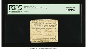 image for: North Carolina July 14, 1760 £3 PCGS Extremely Fine 40PPQ....
