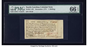 image for: North Carolina December, 1771 1s PMG Gem Uncirculated 66 EPQ....