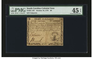 image for: South Carolina October 19, 1776 $8 PMG Choice Extremely Fine 45 EPQ....