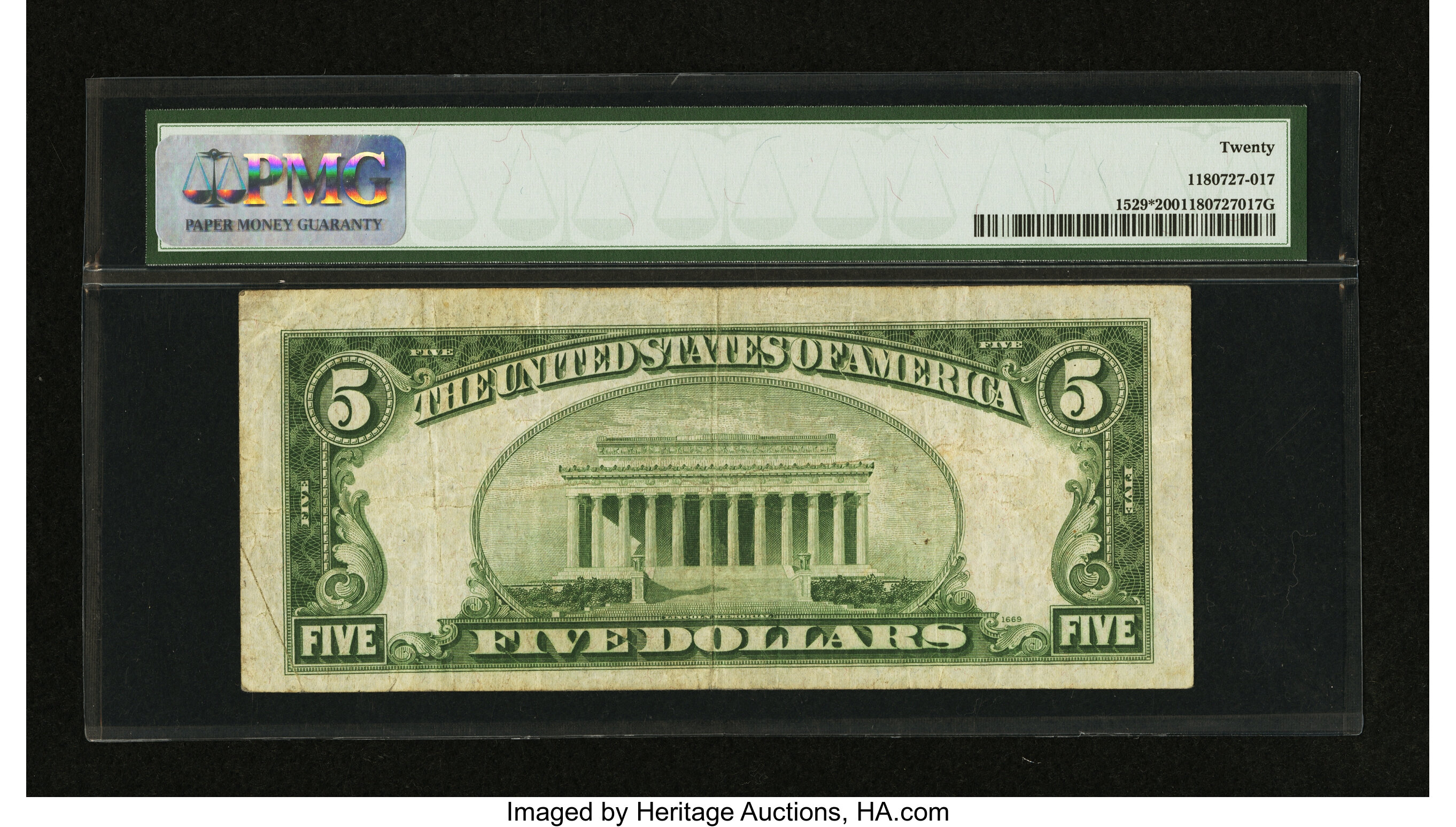 image for: Fr. 1529* $5 1928D Legal Tender Note. PMG Very Fine 20....