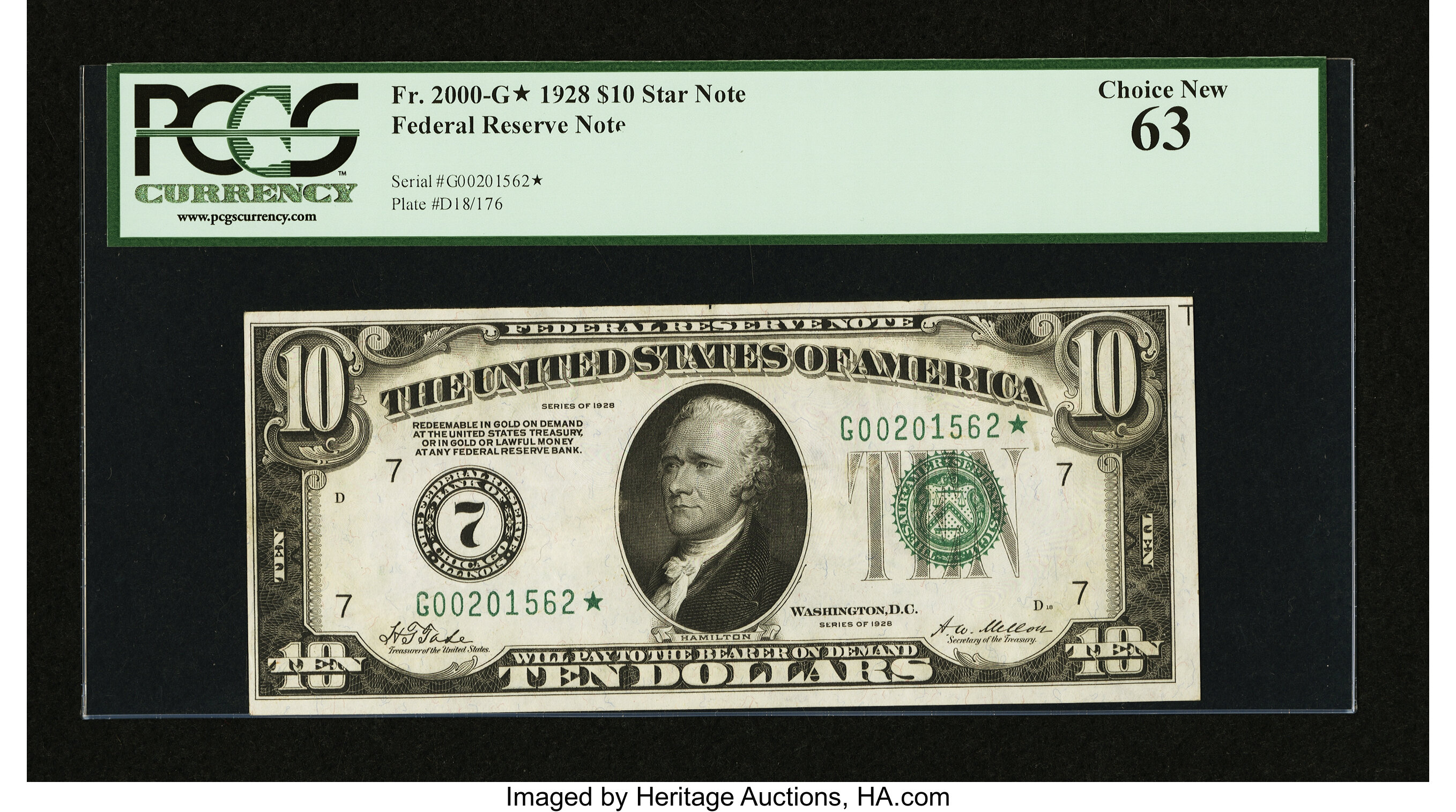 image for: Fr. 2000-G* $10 1928 Federal Reserve Note. PCGS Choice New 63....