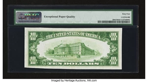image for: Fr. 2004-B $10 1934 Light Green Seal Federal Reserve Note. PMG Choice Uncirculated 64 EPQ....