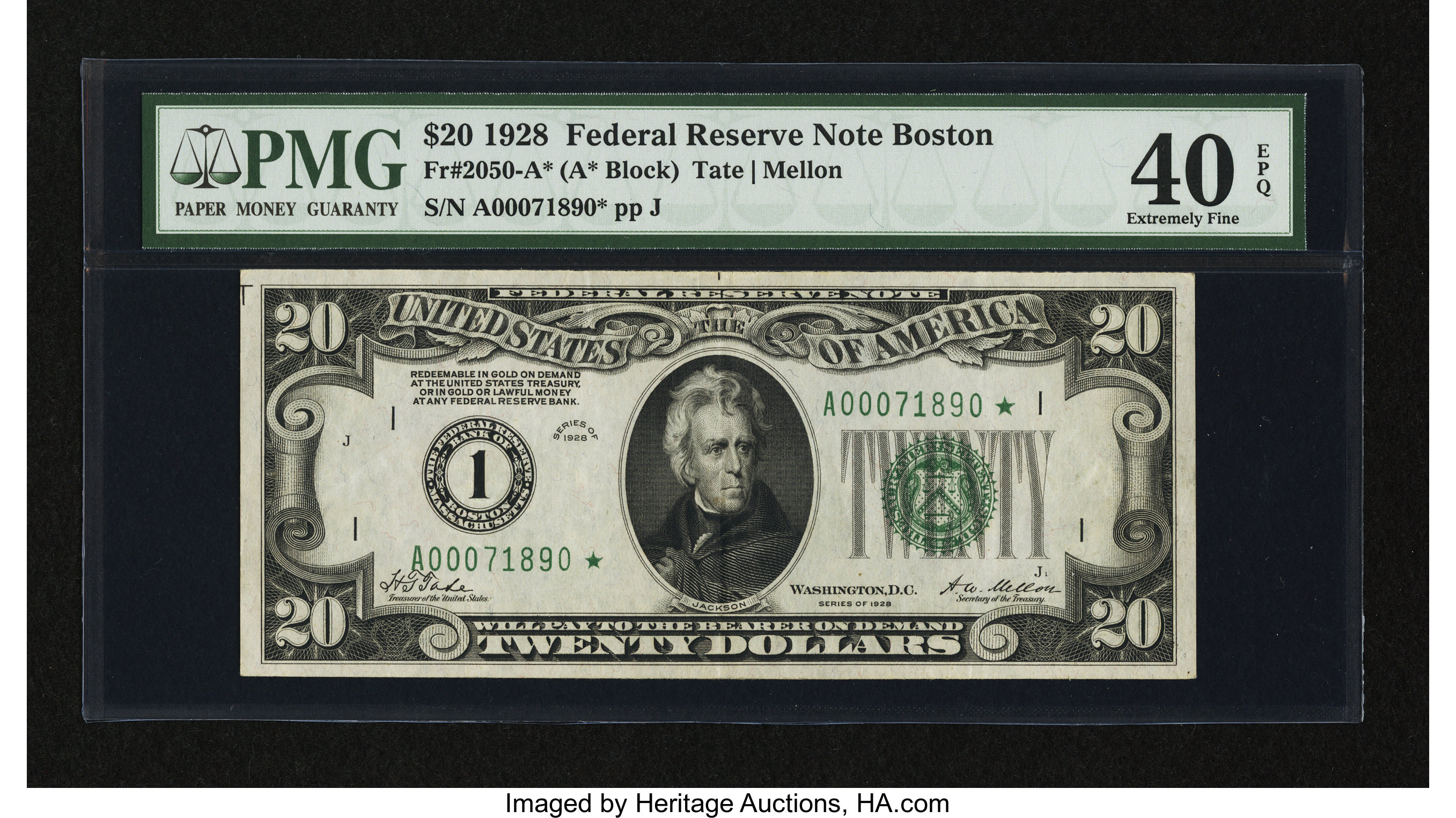1928 $20 Replacement, Boston (Fr. 2050A*)