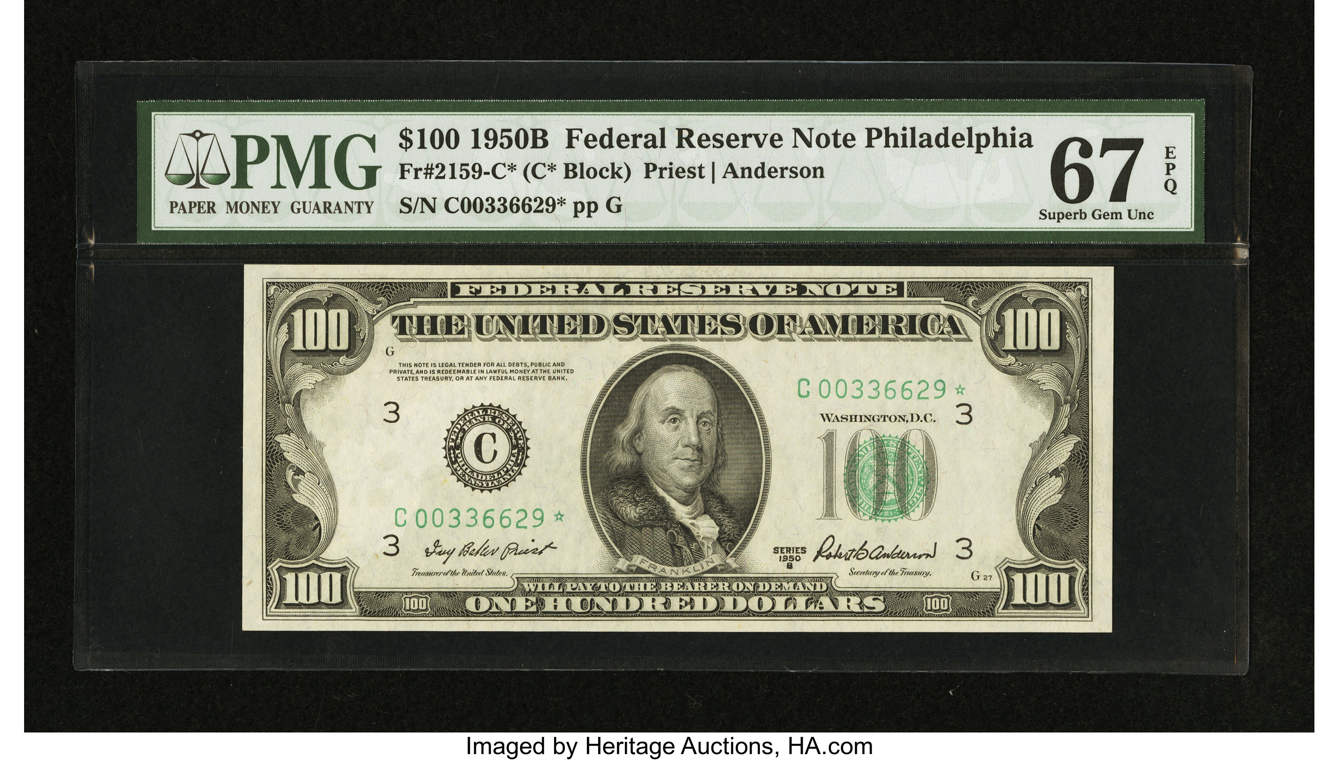 1950B $100 Replacement, Philadelphia (Fr. 2159C*)