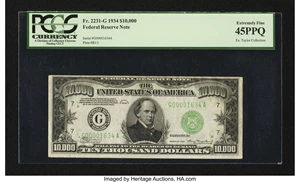 image for: Fr. 2231-G $10000 1934 Federal Reserve Note. PCGS Extremely Fine 45PPQ....