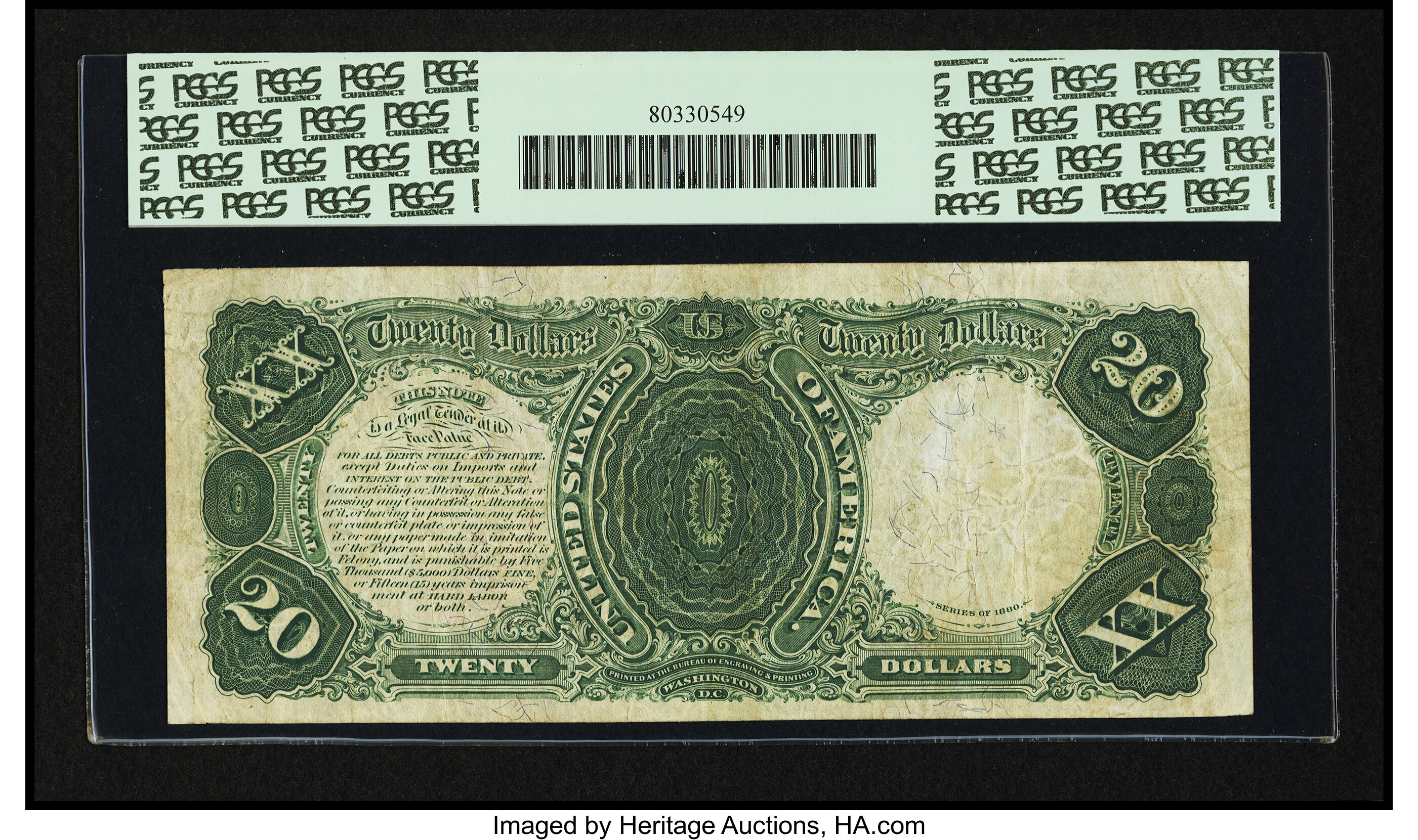 image for: Fr. 145 $20 1880 Legal Tender PCGS Apparent Very Fine 25....