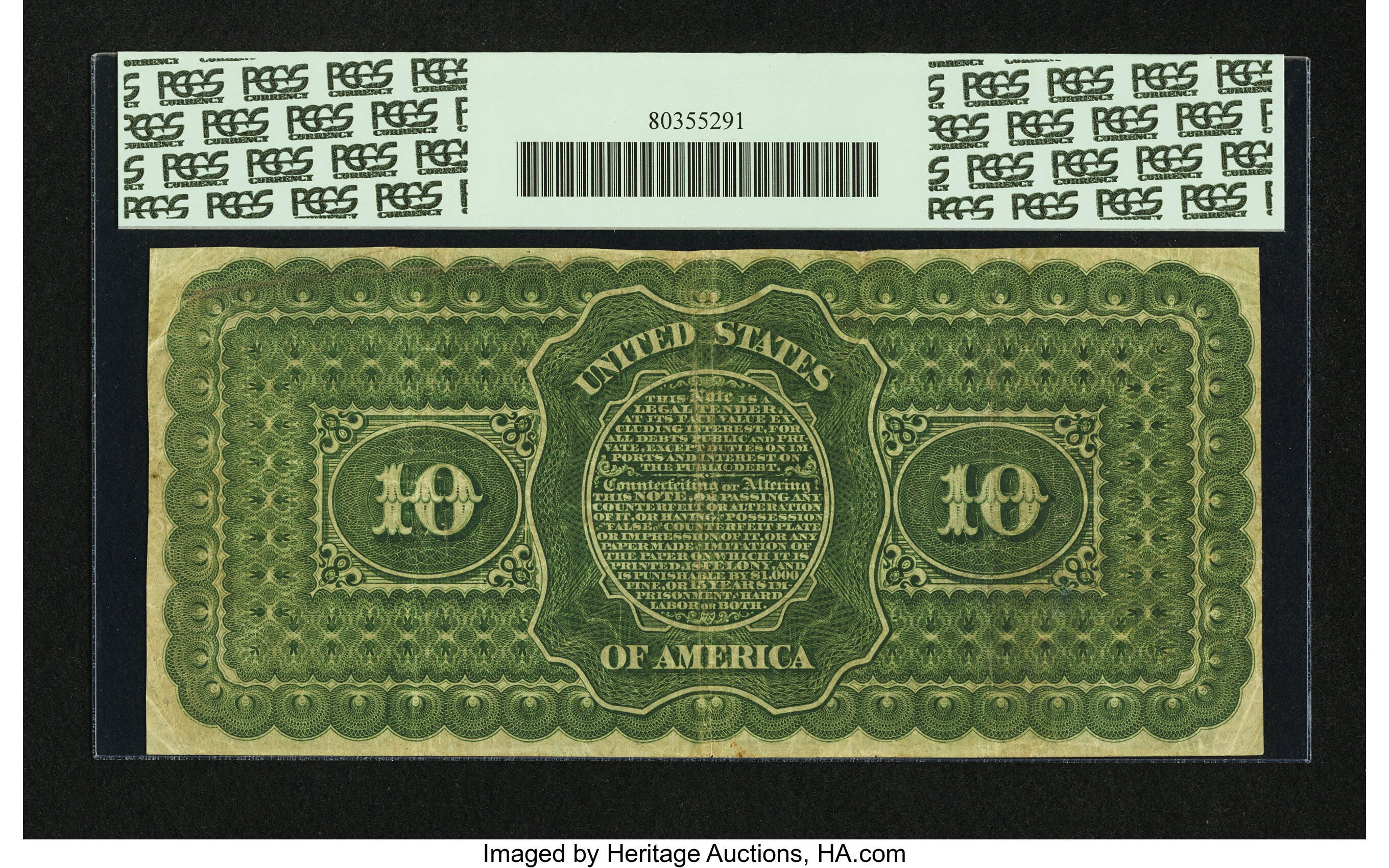 image for: Fr. 196a $10 1863 Interest Bearing Note PCGS Very Fine 20....