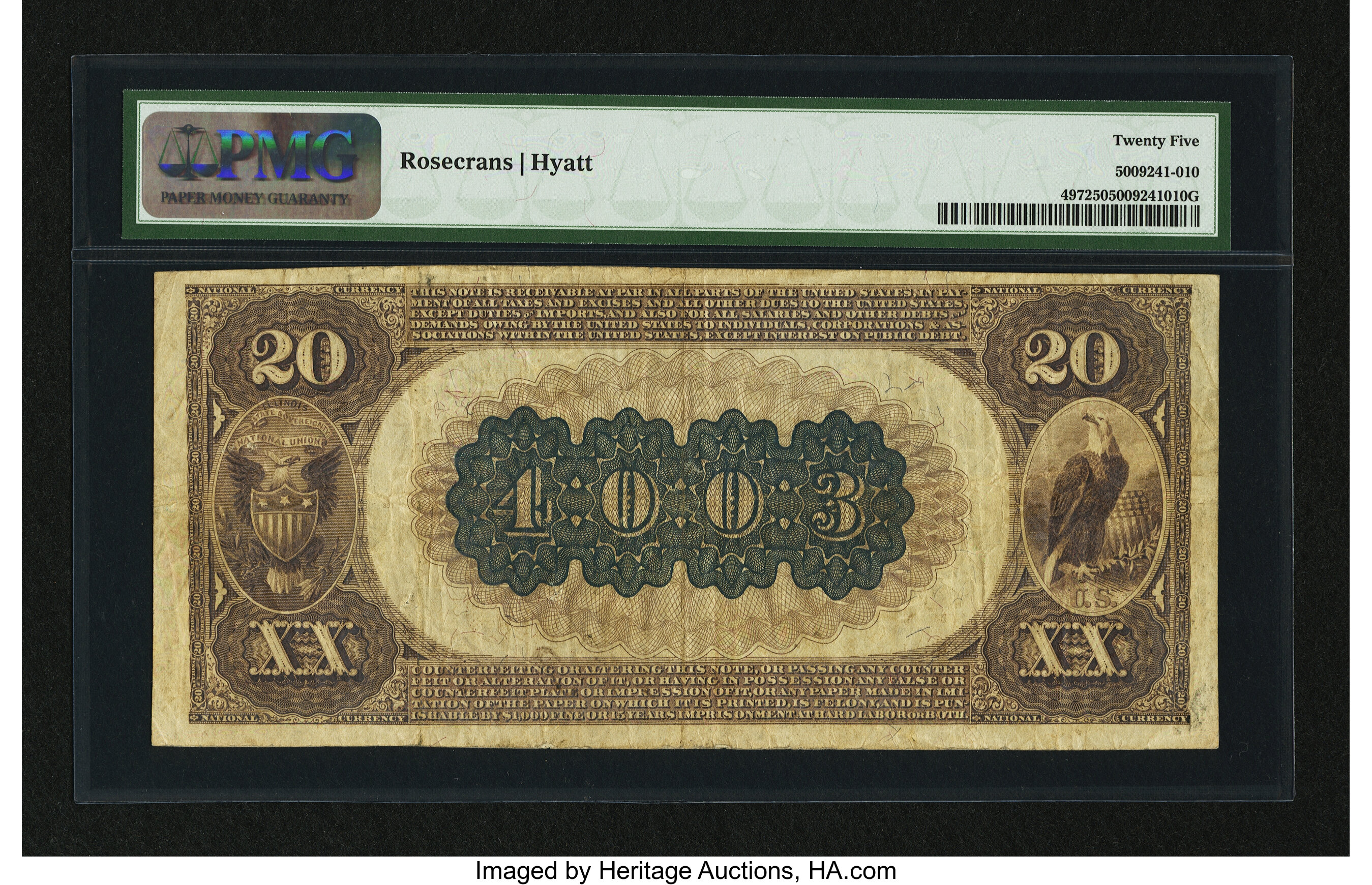 image for: Harrisburg, IL - $20 1882 Brown Back Fr. 497 The First NB Ch. # (M)4003...