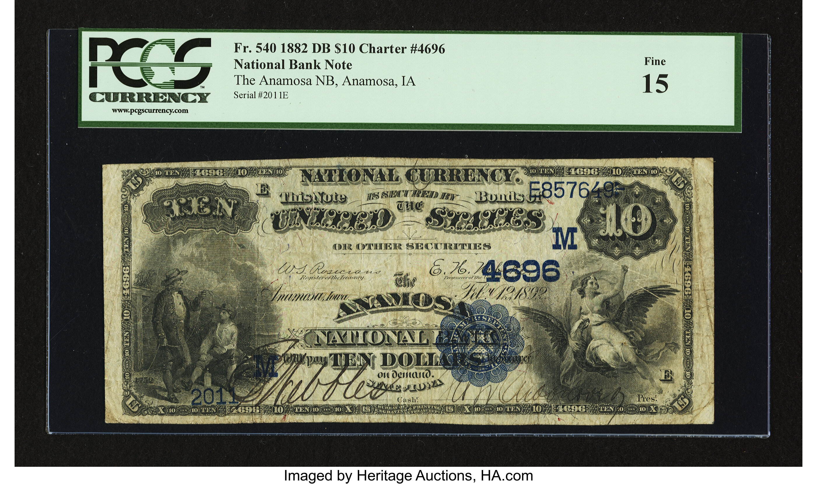 image for: Anamosa, IA - $10 1882 Date Back Fr. 540 The Anamosa NB Ch. # (M)4696...