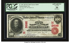 image for: Davenport, IA - $100 1902 Red Seal Fr. 686 The First NB Ch. # (M)2695...