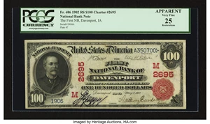 image for: Davenport, IA - $100 1902 Red Seal Fr. 686 The First NB Ch. # (M)2695...
