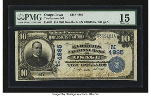 image for: Osage, IA - $10 1902 Date Back Fr. 621 The Farmers NB Ch. # (M)4885...