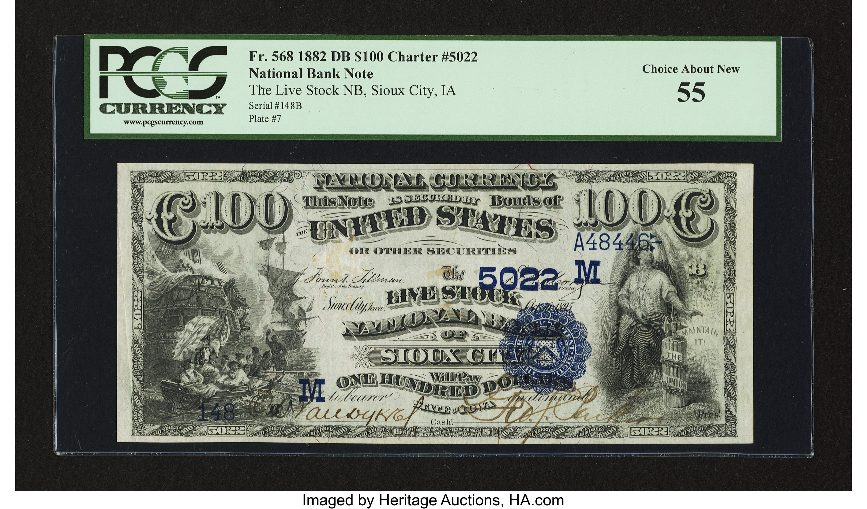 image for: Sioux City, IA - $100 1882 Date Back Fr. 568 The Live Stock NB Ch. # (M)5022...