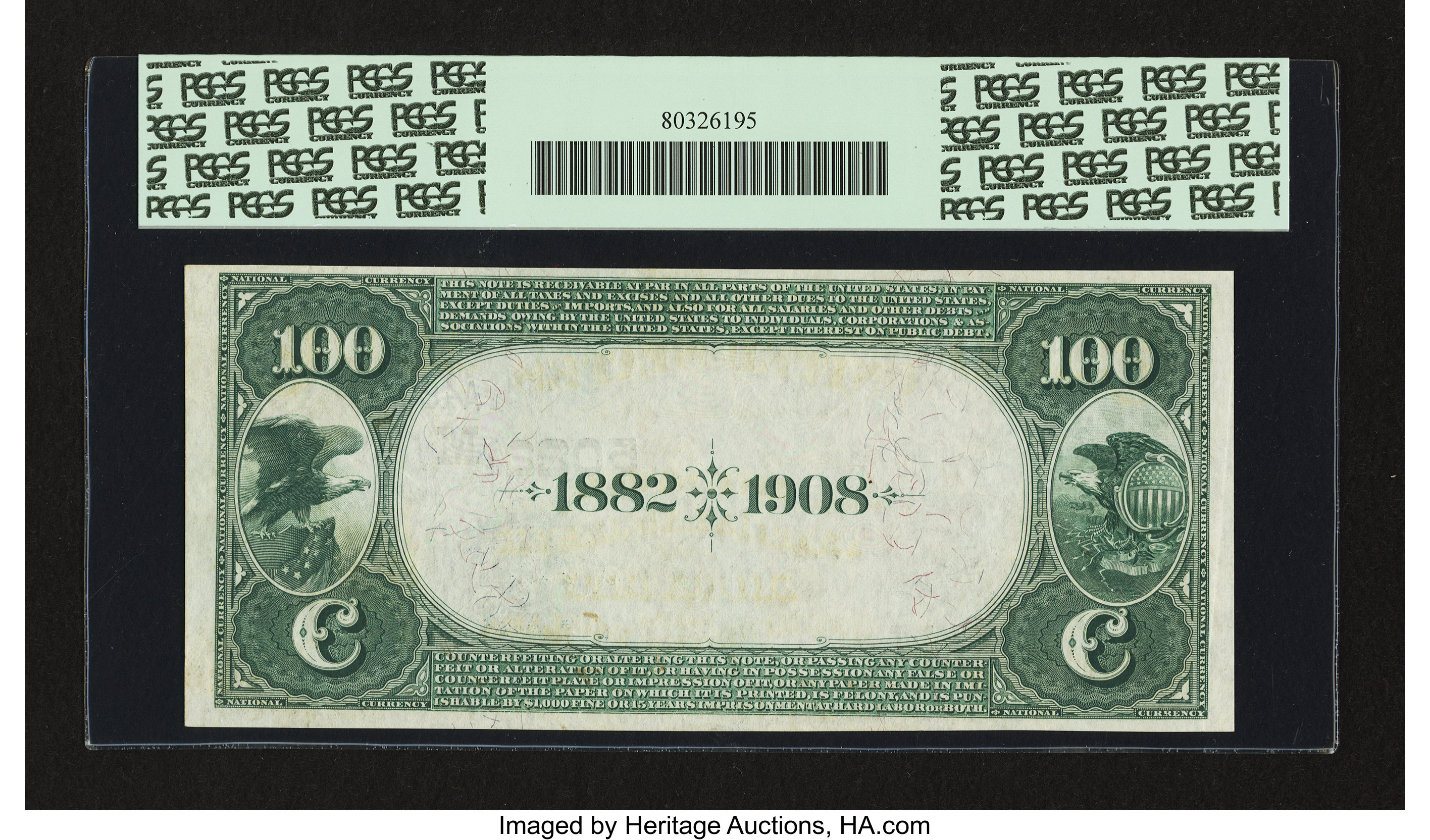 image for: Sioux City, IA - $100 1882 Date Back Fr. 568 The Live Stock NB Ch. # (M)5022...