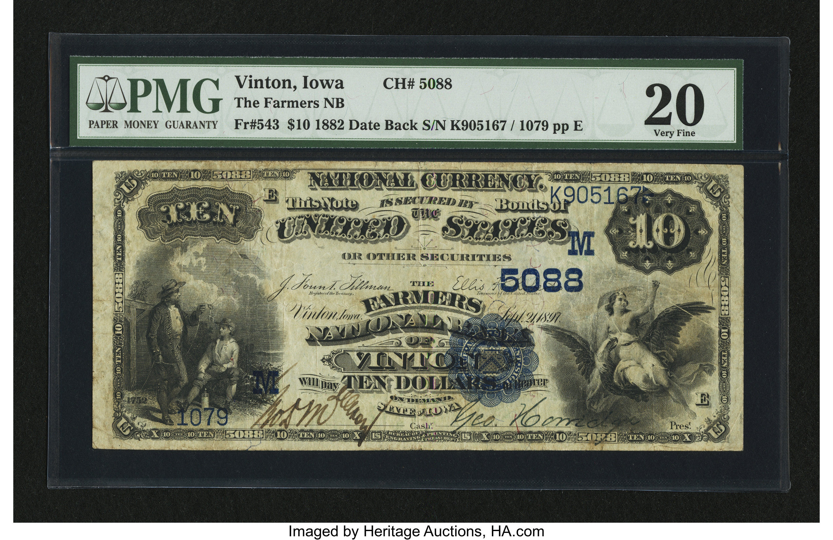 image for: Vinton, IA - $10 1882 Date Back Fr. 543 The Farmers NB Ch. # (M)5088...