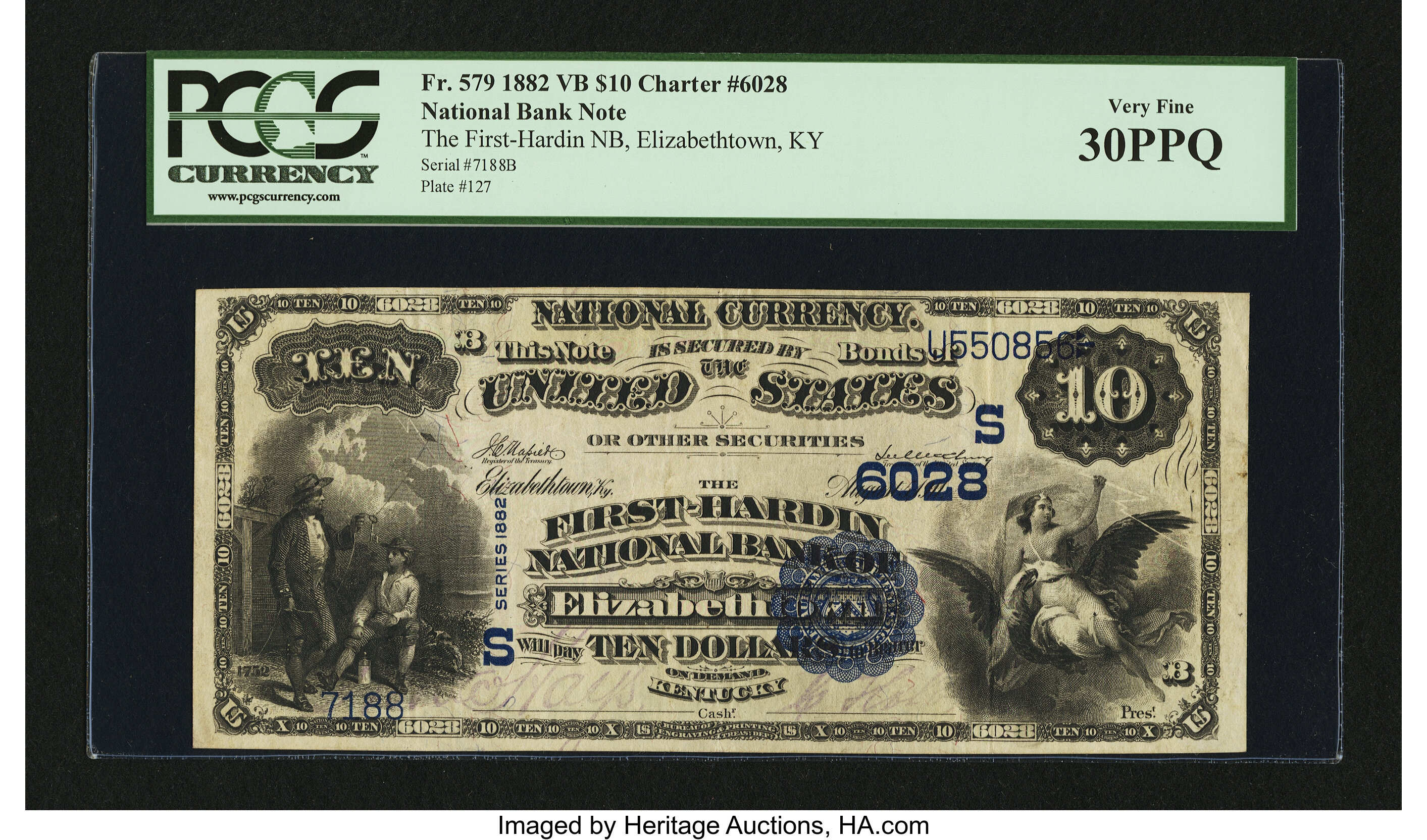 image for: Elizabethtown, KY - $10 1882 Value Back Fr. 579 The First-Hardin NB Ch. # (S)6028...