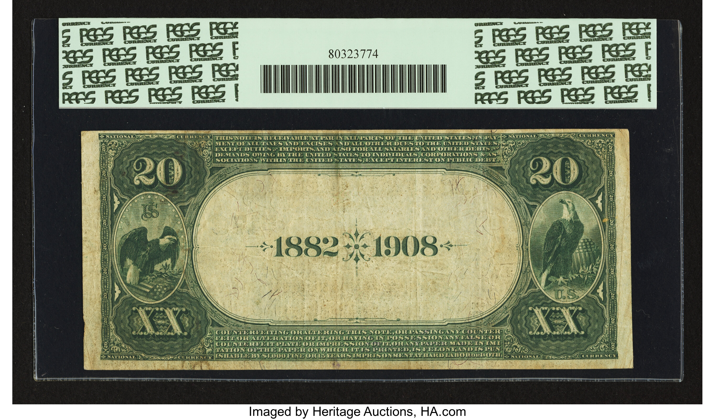 image for: Hattiesburg, MS - $20 1882 Date Back Fr. 556 First-NB of Commerce Ch. # (S)5176...