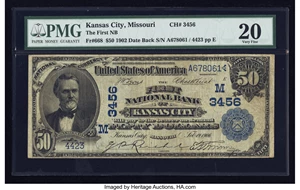 image for: Kansas City, MO - $50 1902 Date Back Fr. 668 The First NB Ch. # (M)3456...