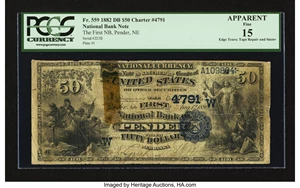image for: Pender, NE - $50 1882 Date Back Fr. 559 The First NB Ch. # (W)4791...